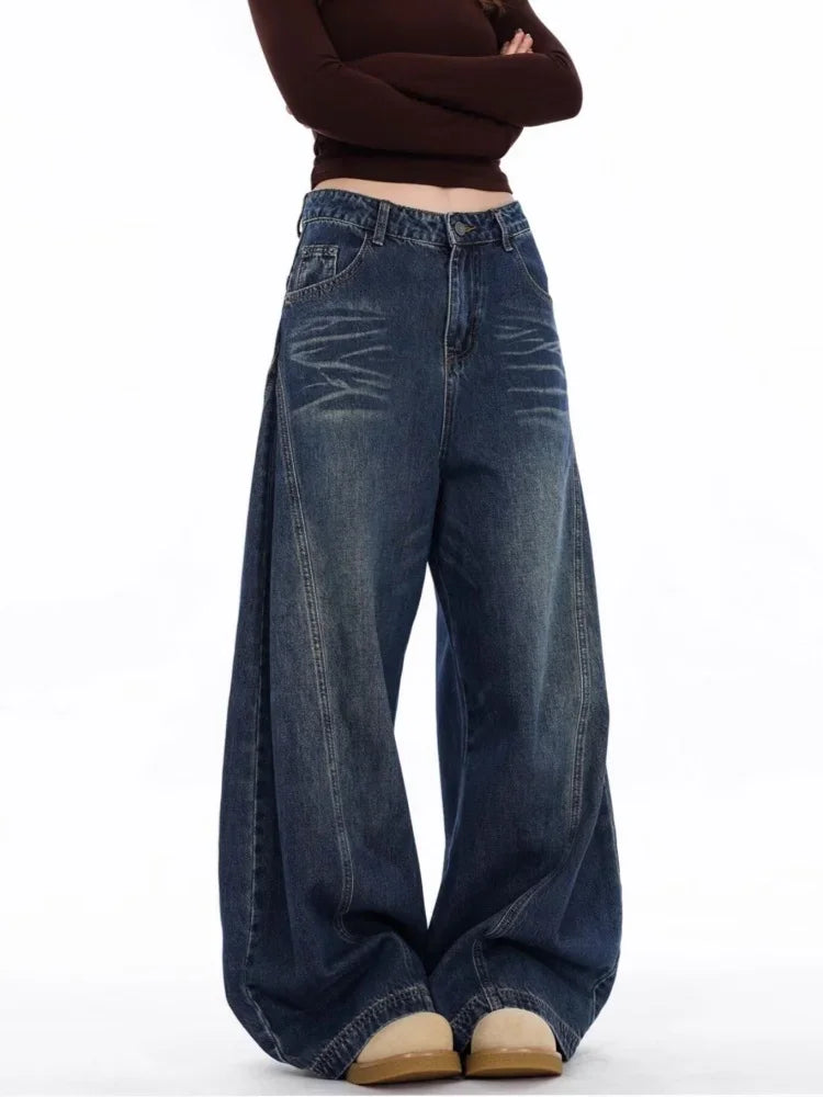 Women's Asymmetric High-Waist Wide-Leg Jeans — product view