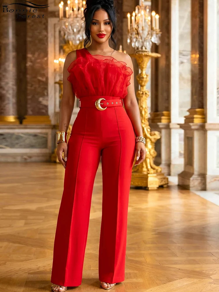 Women's Floral Cross-Neck Halter Jumpsuit