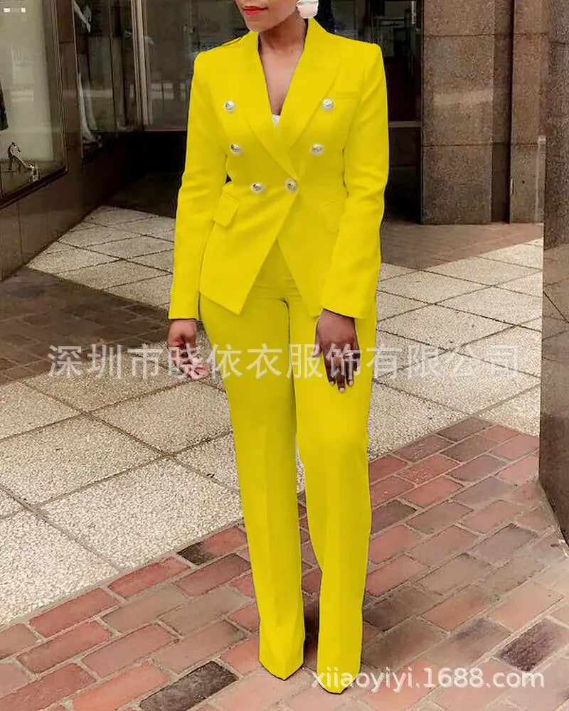 Women's Plus-Size Double-Breasted Suit Set