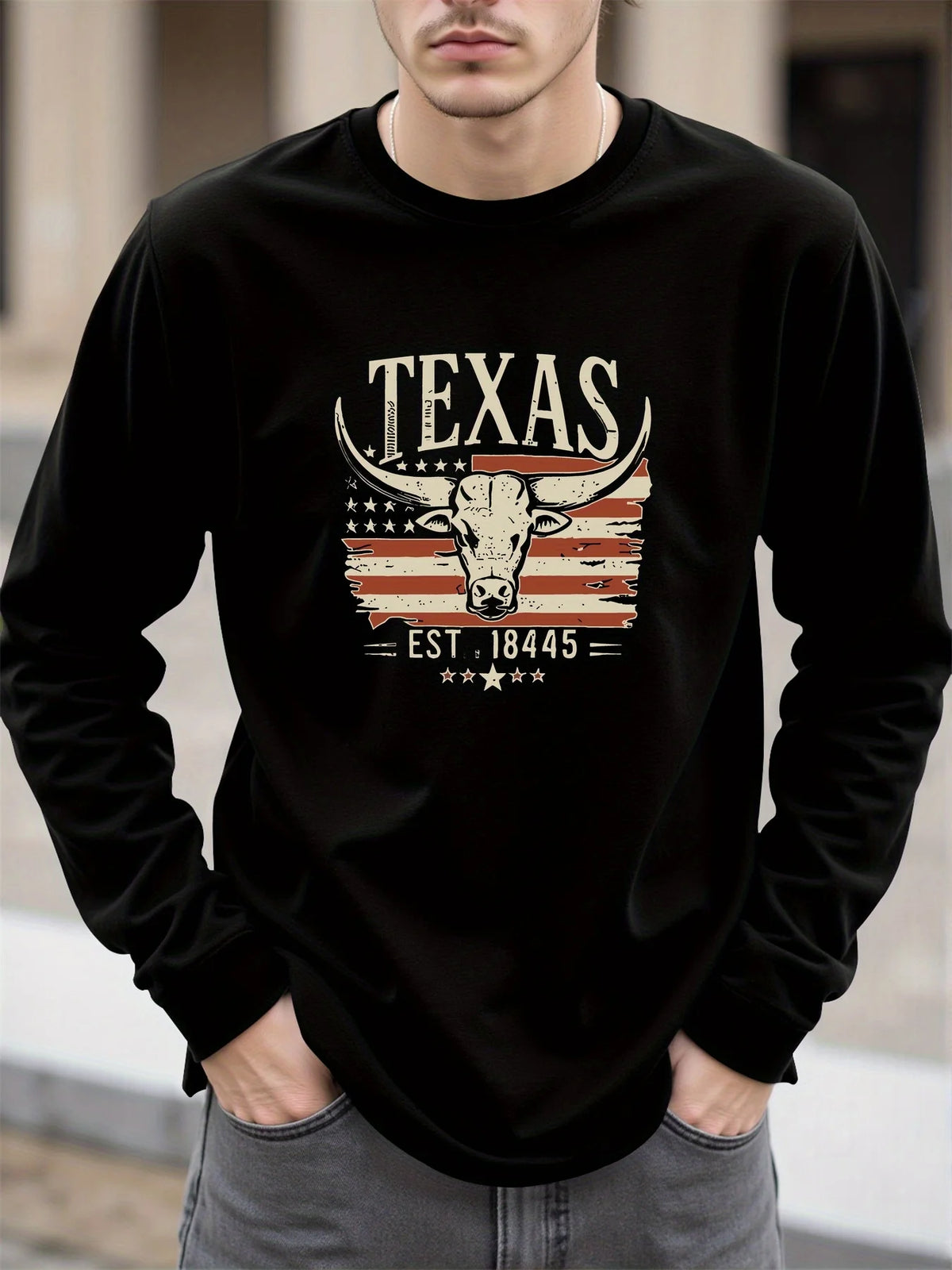 Men's Graphic Print Long-Sleeve Casual T-Shirt