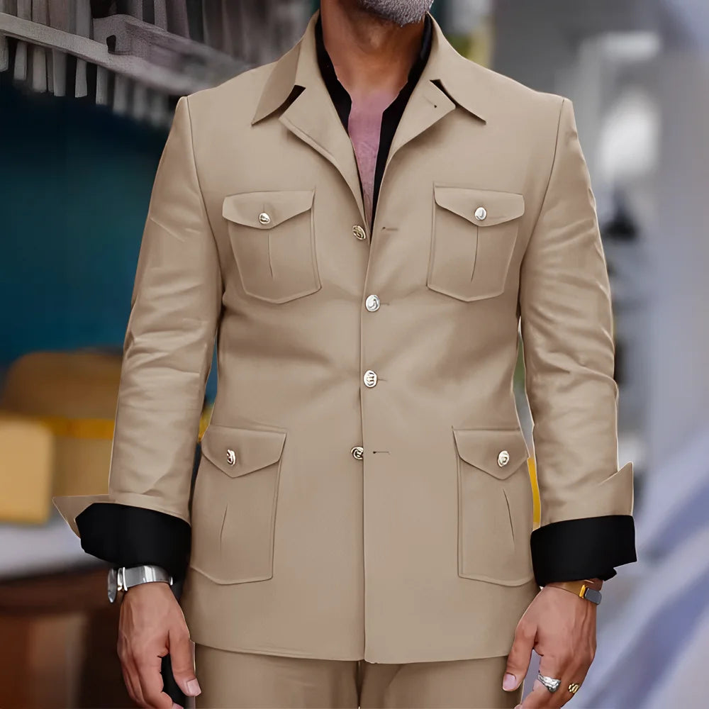 Men's Safari-Collar Jacket & Trouser Set