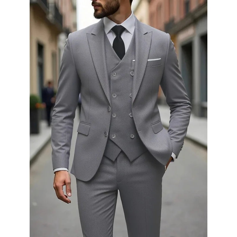 Men's Slim Fit Three-Piece Wedding Suit