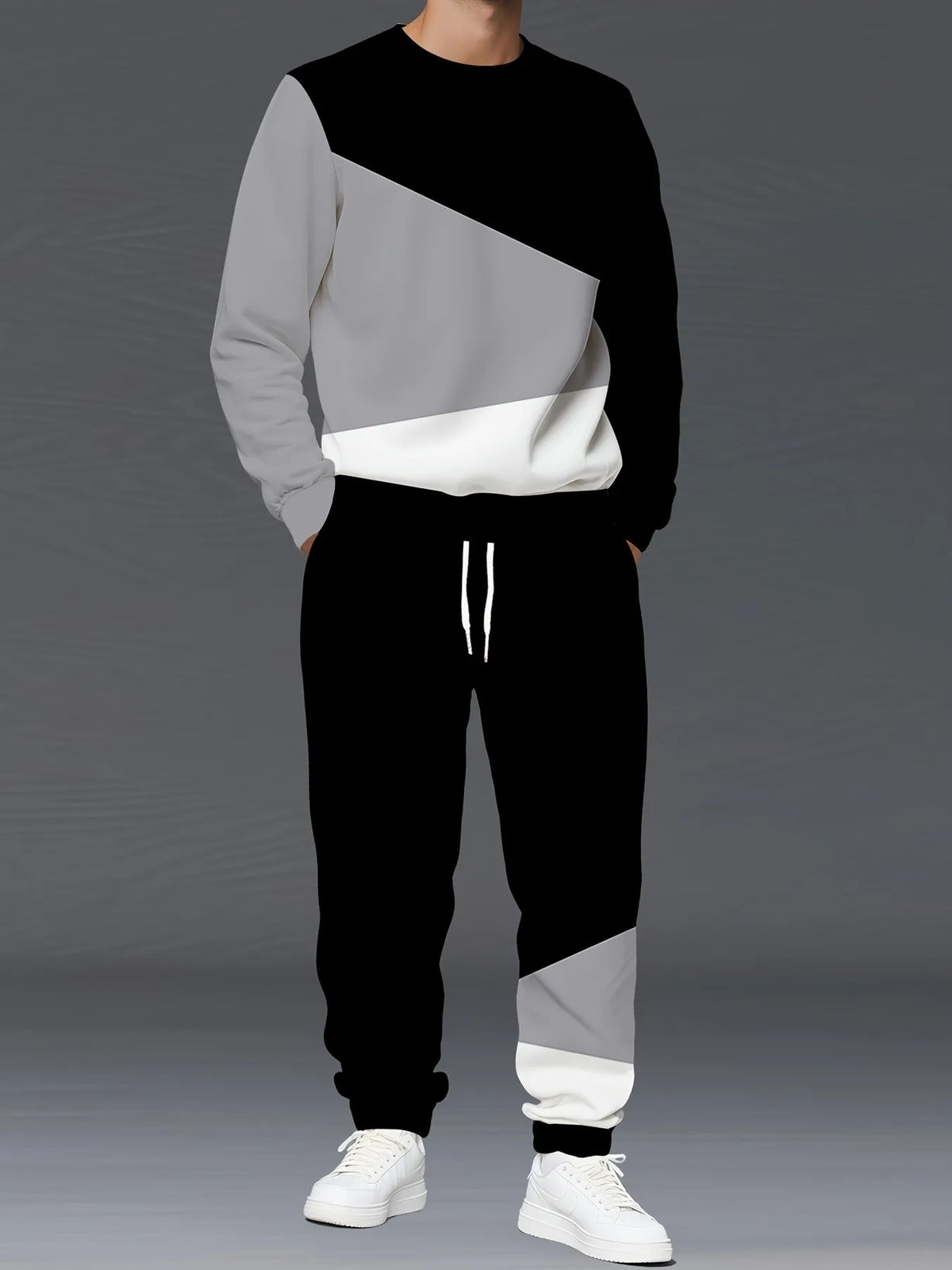 Men's Graphic Print Sweatshirt & Pants Set