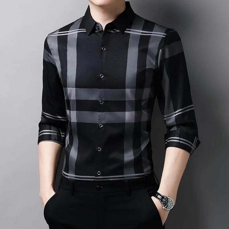 Men's Graphic Print Long-Sleeve Casual Shirt