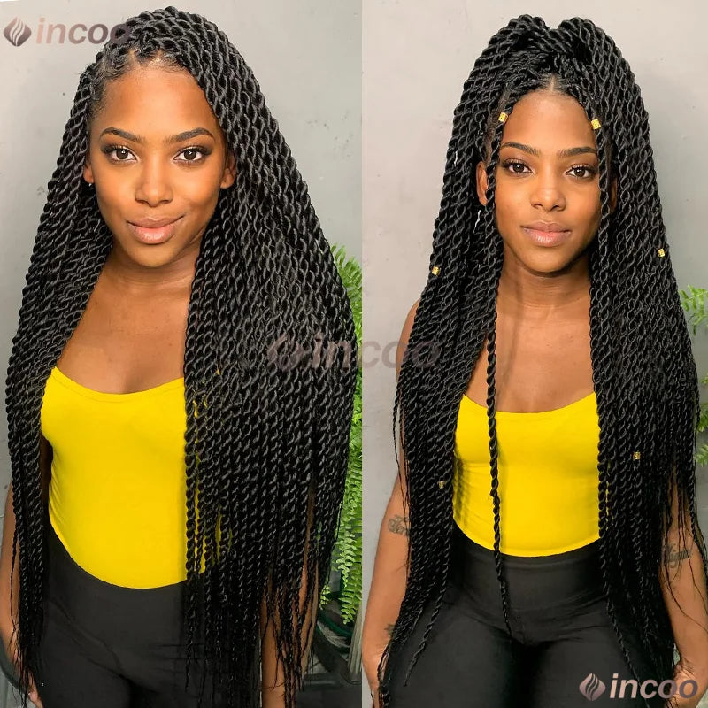 Synthetic Full Lace Braided Wig Blonde Twist Braids Wig Knotless Box - OSASCO