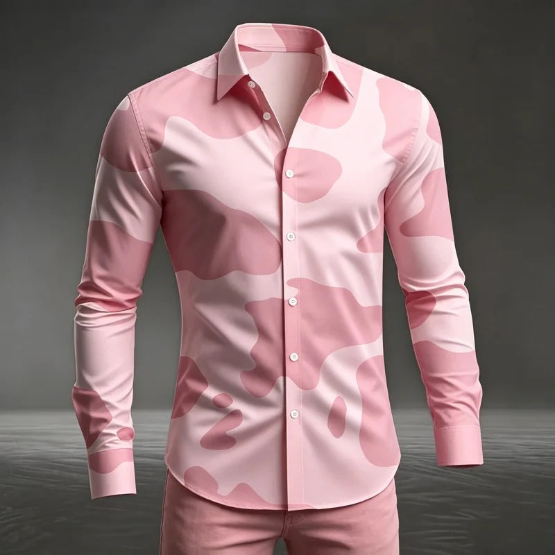 Men's Animal Print Long-Sleeve Casual Shirt