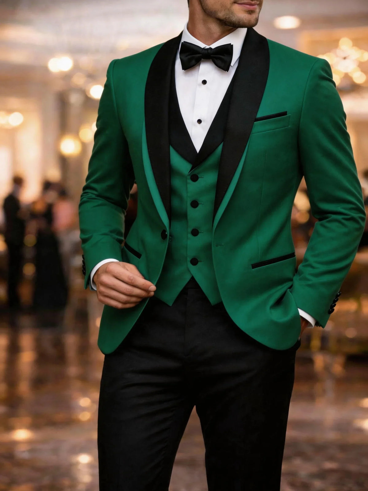 Men's Colour-Block Three-Piece Suit