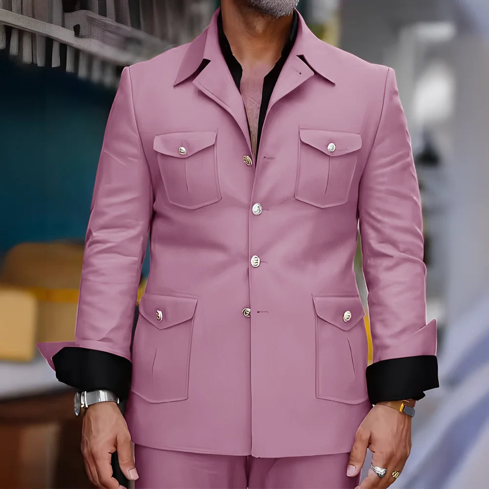 Men's Safari-Collar Jacket & Trouser Set