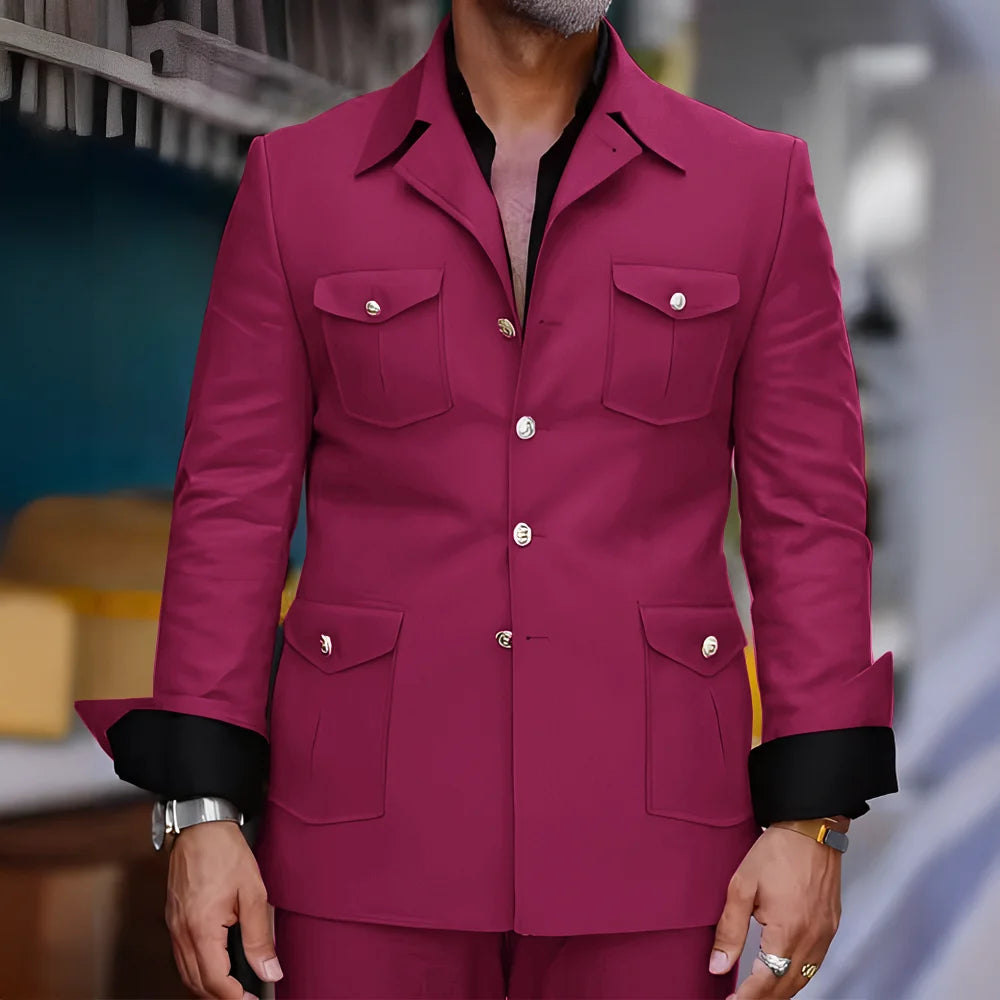 Men's Safari-Collar Jacket & Trouser Set