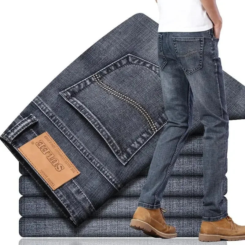 Men's Slim Fit Stretch Denim Jeans - Business Casual Style — product view