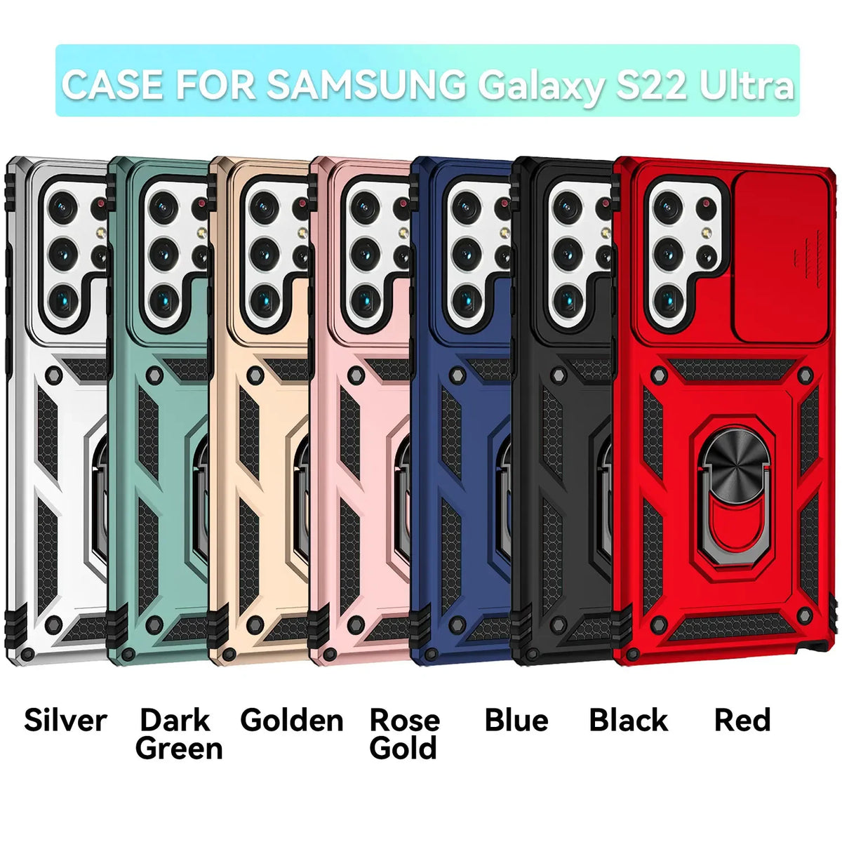 Camera Cover Phone Case for Samsung Galaxy S21 Ultra, S21 Plus, S21 FE, S21, S23 FE, S23, S22 Ultra, S22 Plus, S22, S24 Ultra, S24 Plus, S24, S23 Ultra, S23 Plus