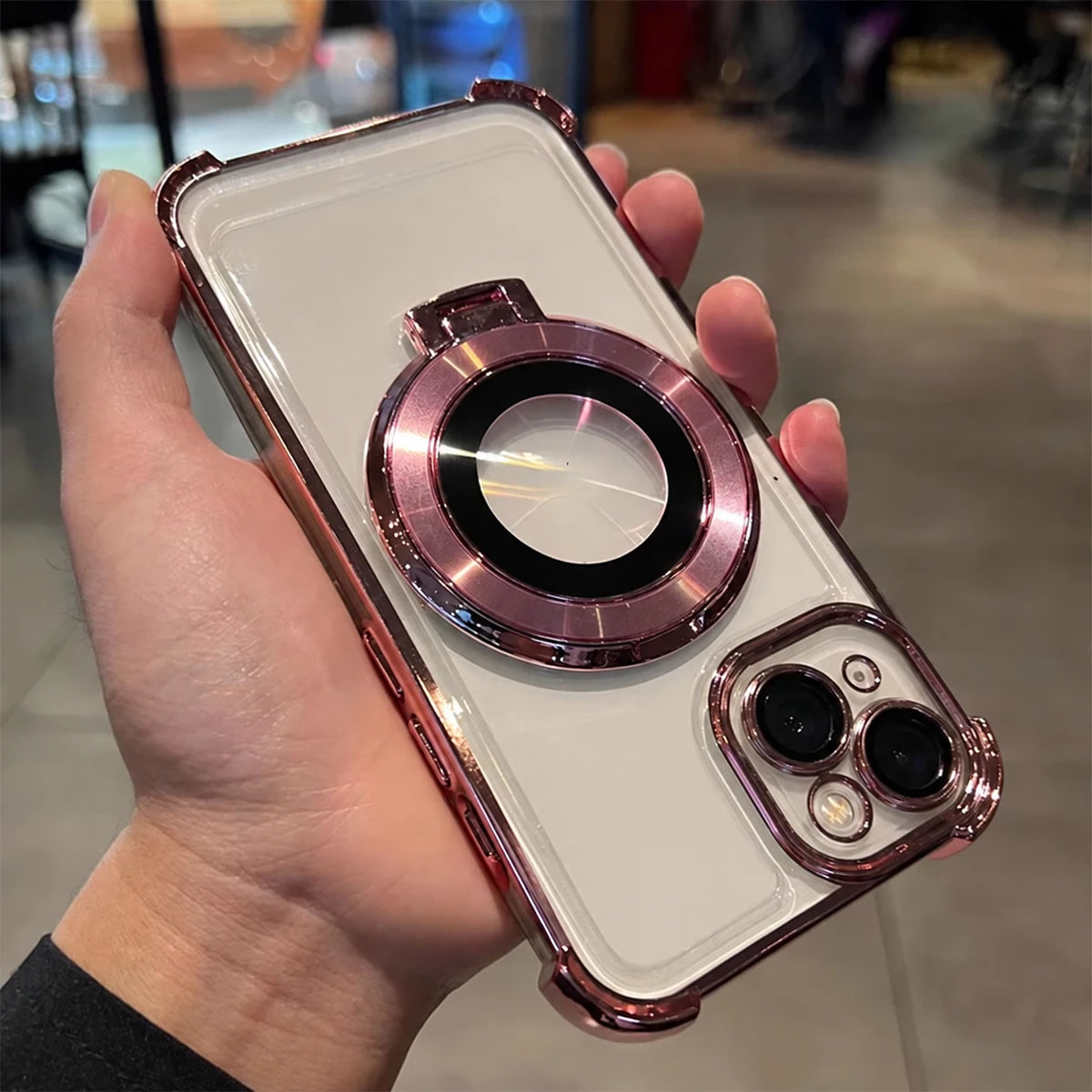 Metallic Magnetic Ring Stand Phone Case for iPhone 18 Pro Max, iPhone 18 Pro, iPhone 17 Pro, iPhone 17 Pro Max, iPhone 16 Pro Max, iPhone 17, iPhone 16 Pro, iPhone 16 Plus, iPhone 15 Pro Max, iPhone 16, iPhone 15 Pro & More Models