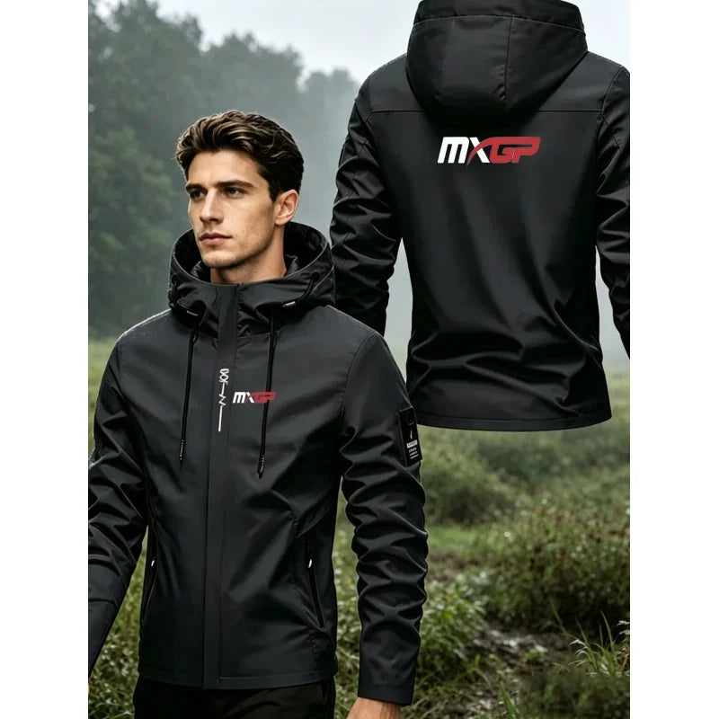 Men's Graphic Print Hooded Zip-Up Jacket