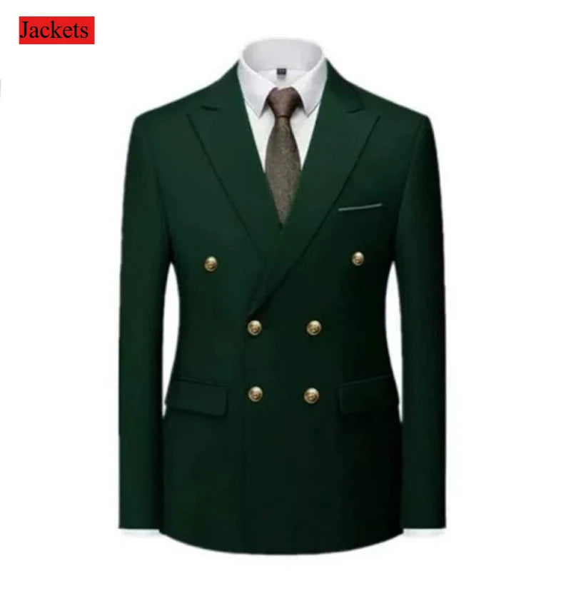 Men's Double-Breasted Suit with Gold-Tone Buttons