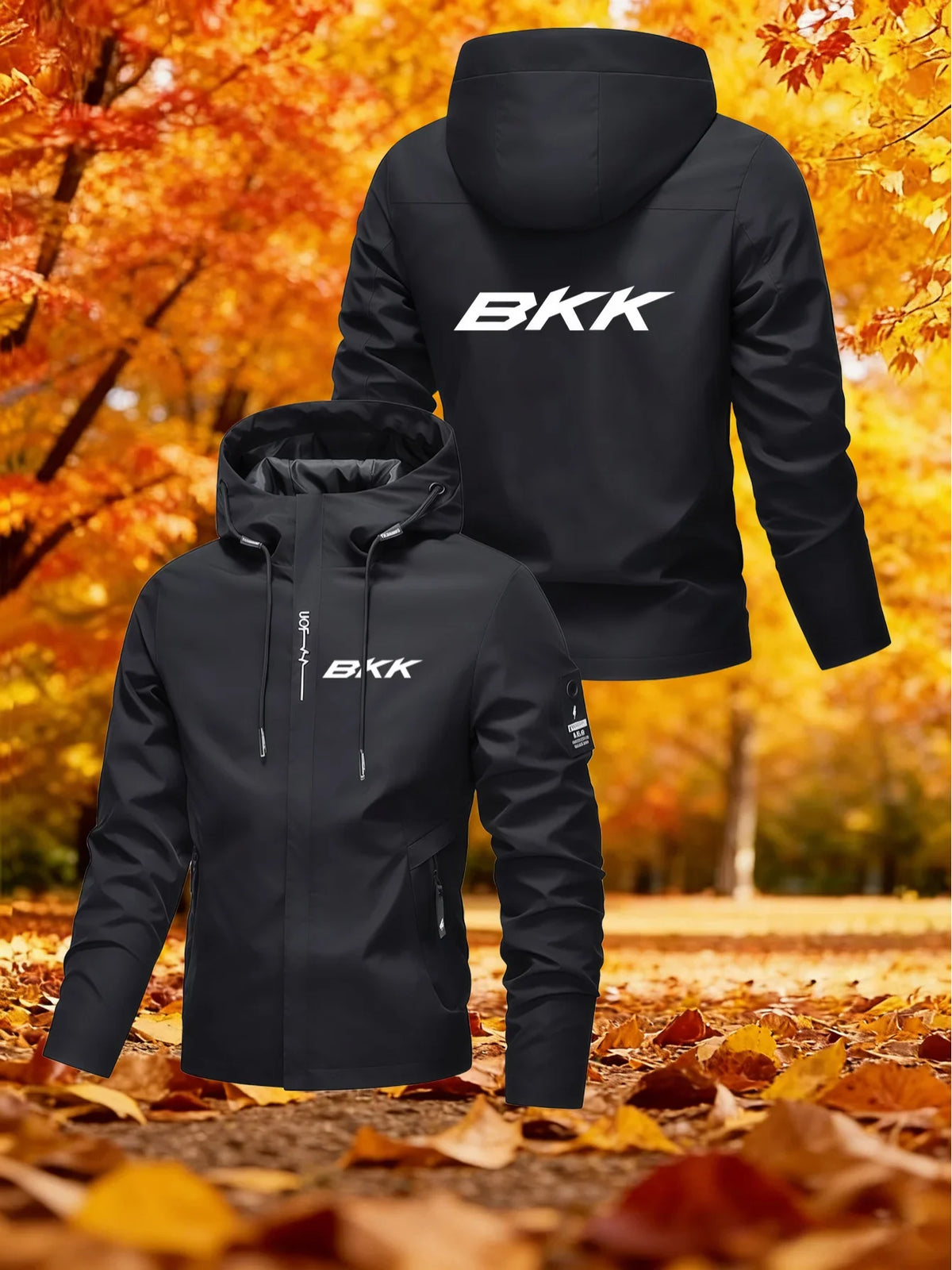 Men's Letter Print Hooded Zip-Up Jacket