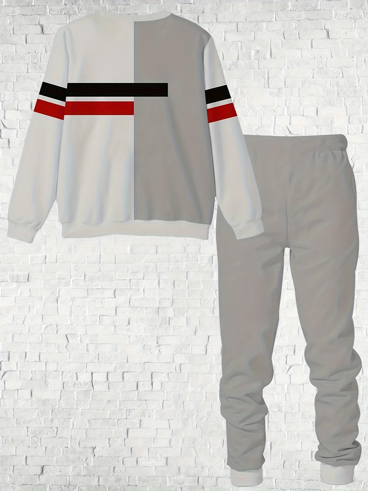 Men's Striped Sweatshirt & Pants Set