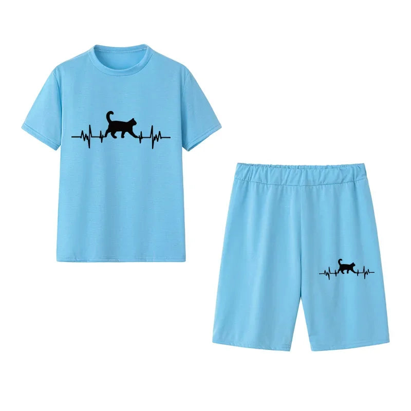 Women's Graphic Print Top & Shorts Set