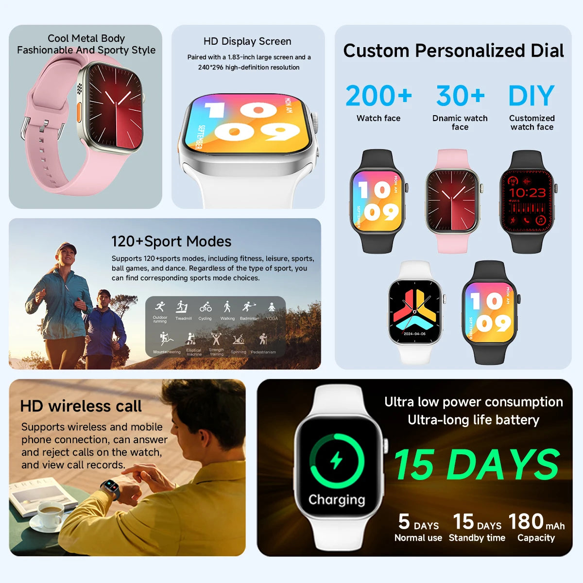 1.83-Inch Calling Smartwatch with Sleep Features