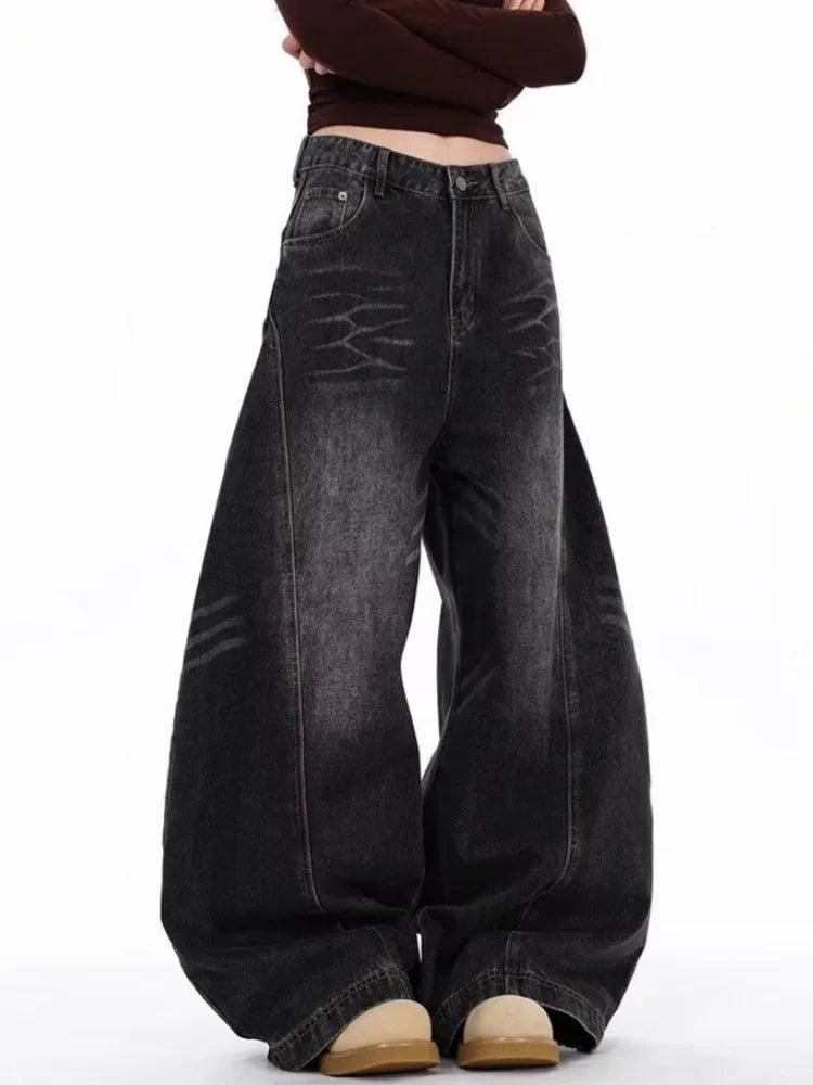 Women's Asymmetric High-Waist Wide-Leg Jeans — product view