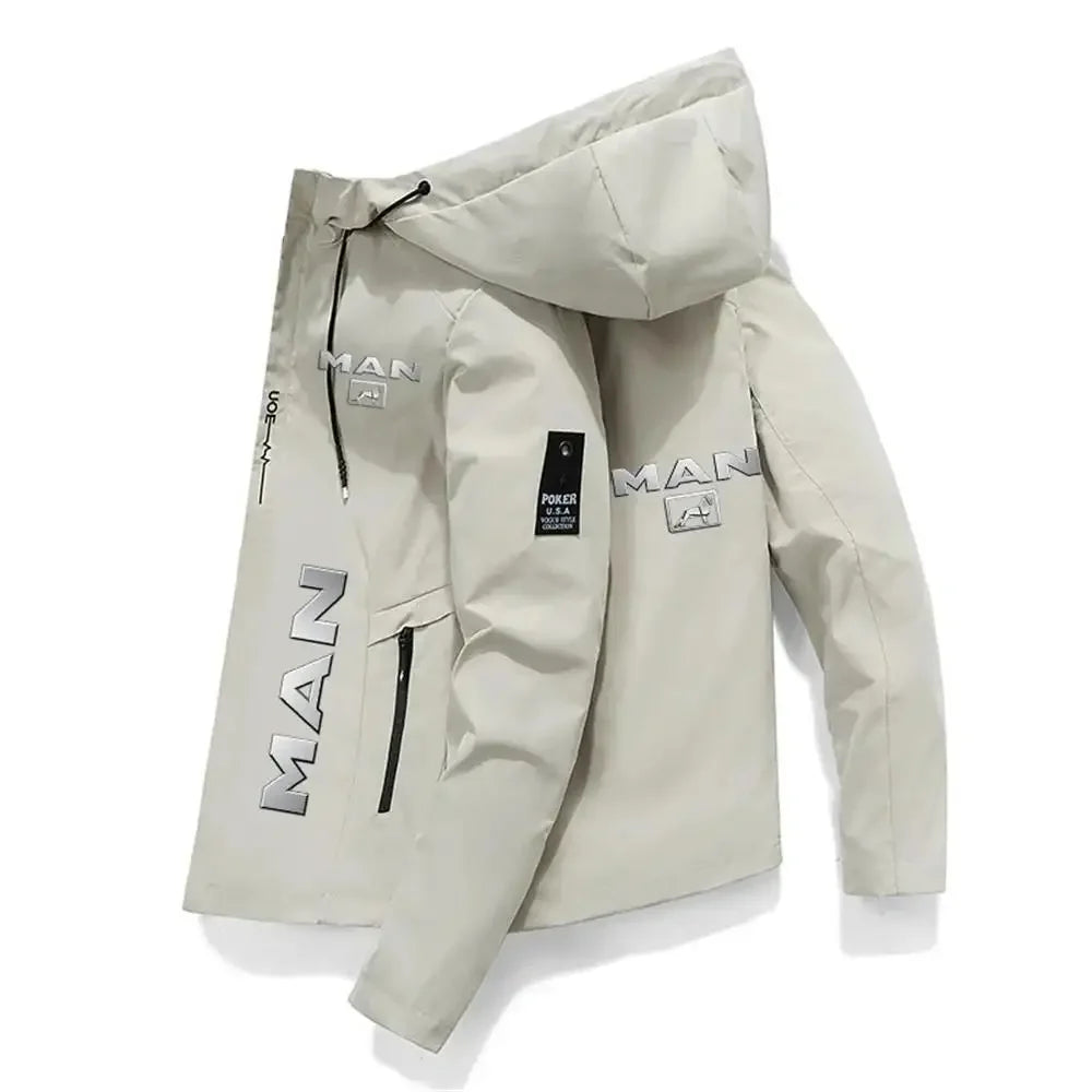 Men's Graphic Print Hooded Zip-Up Jacket