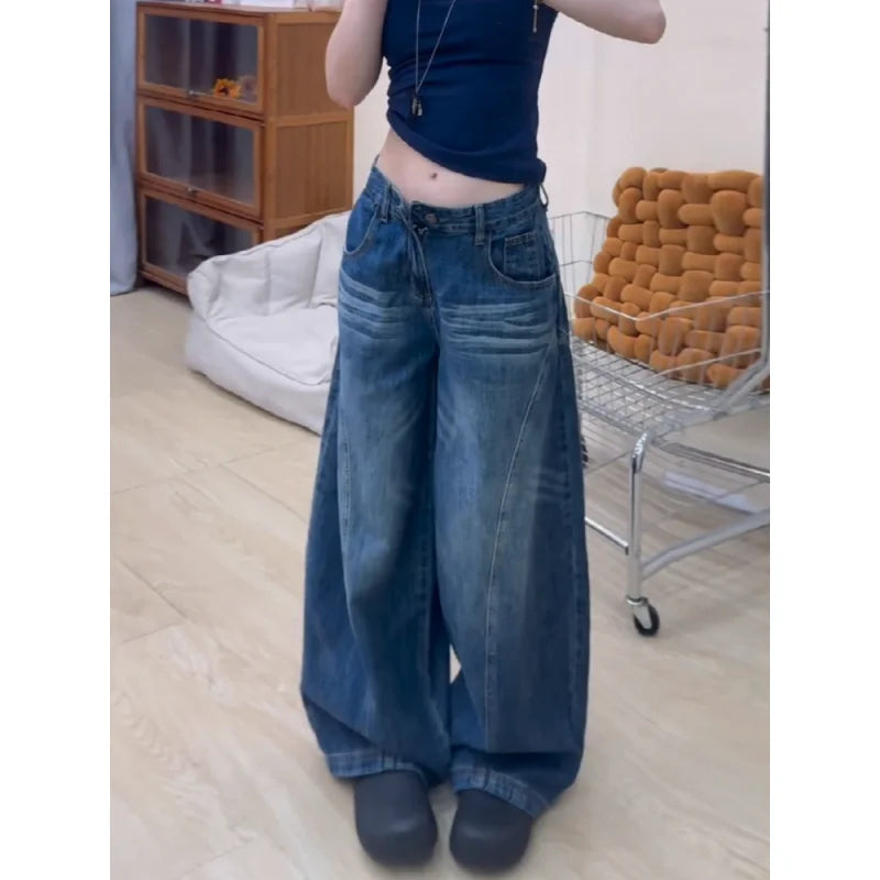 Women's High-Waist Floor-Length Wide-Leg Jeans — product view