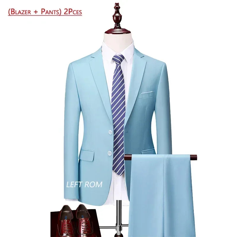 Men's Solid-Colour Two-Piece Office Suit