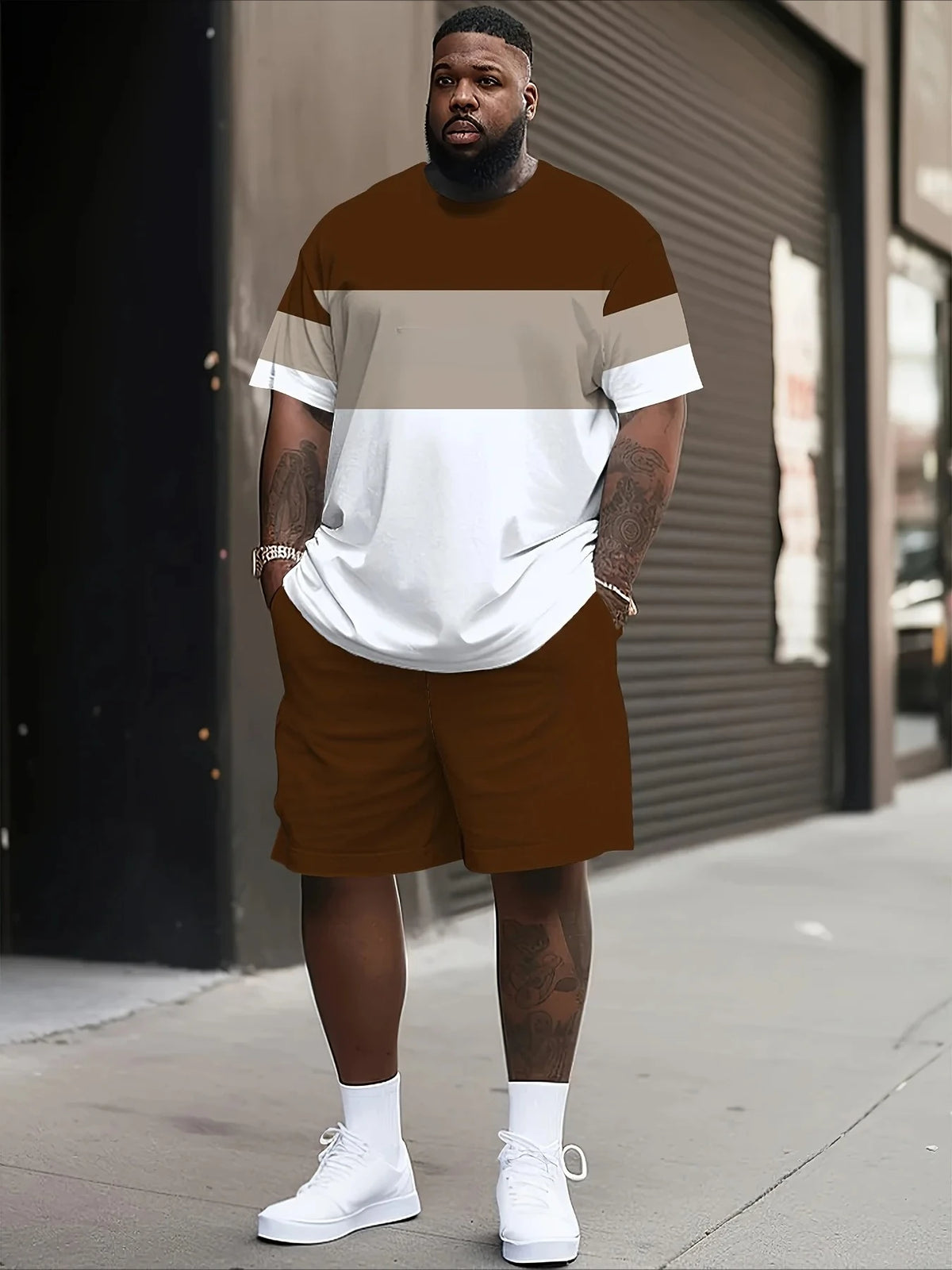 Men's Graphic Print Top & Shorts Set