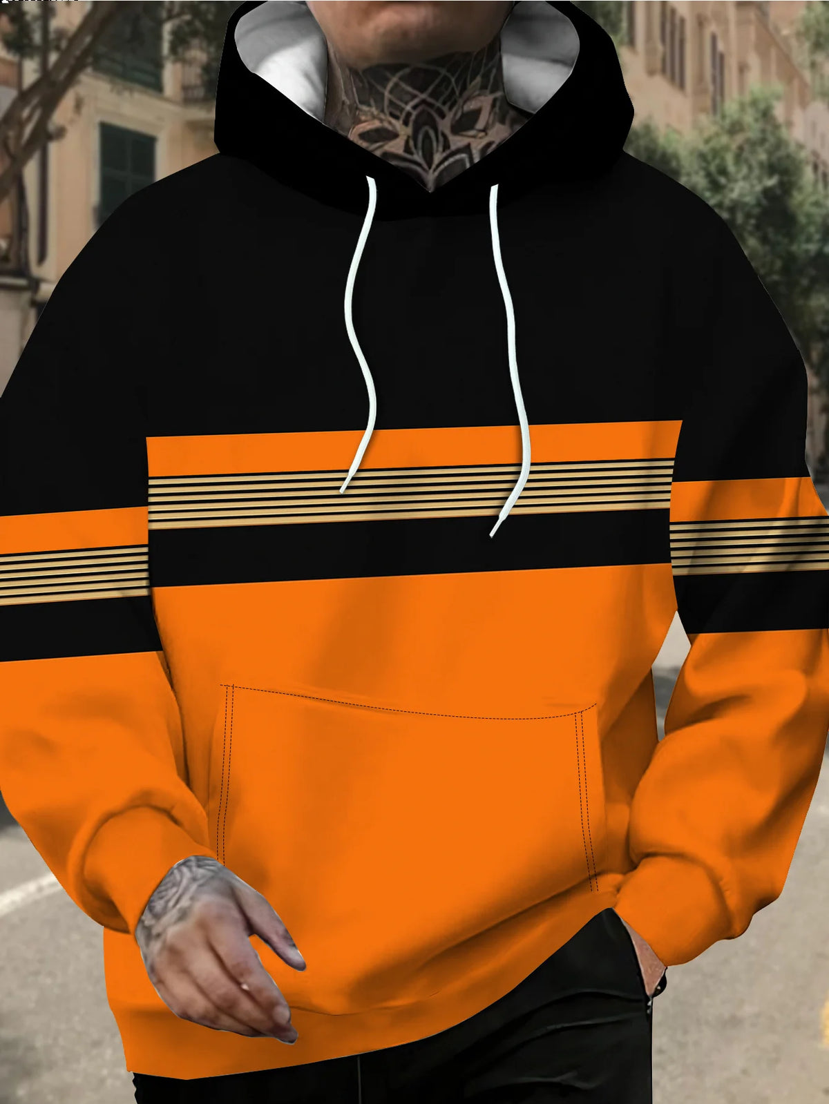 Men's Striped Casual Hoodie
