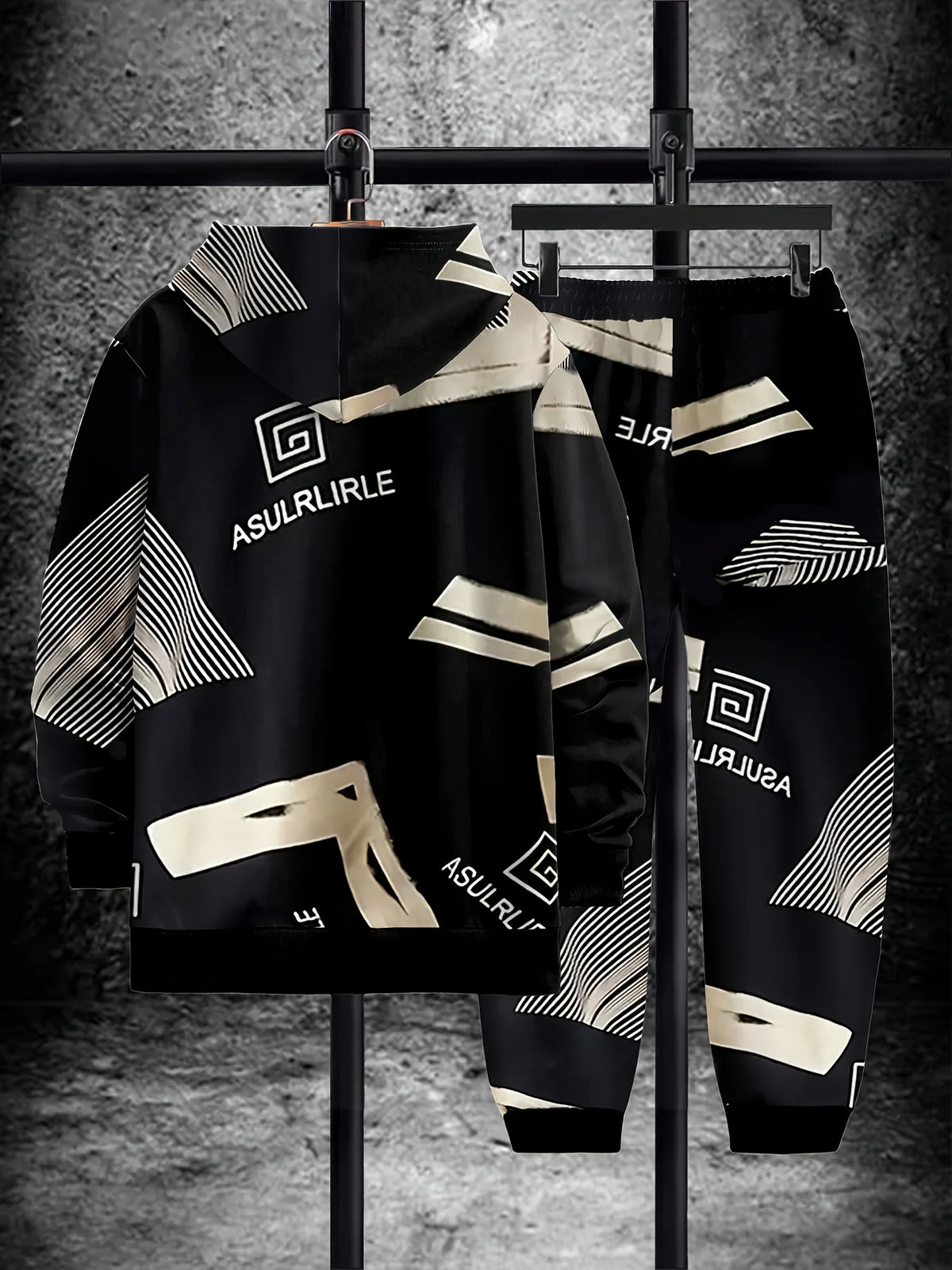 Men's Graphic Print Hoodie & Pants Set