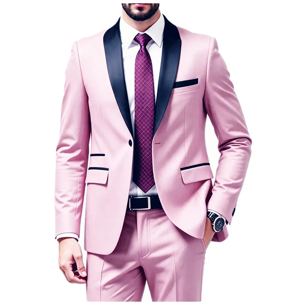 Men's One-Button Slim Fit Suit & Blazer Options