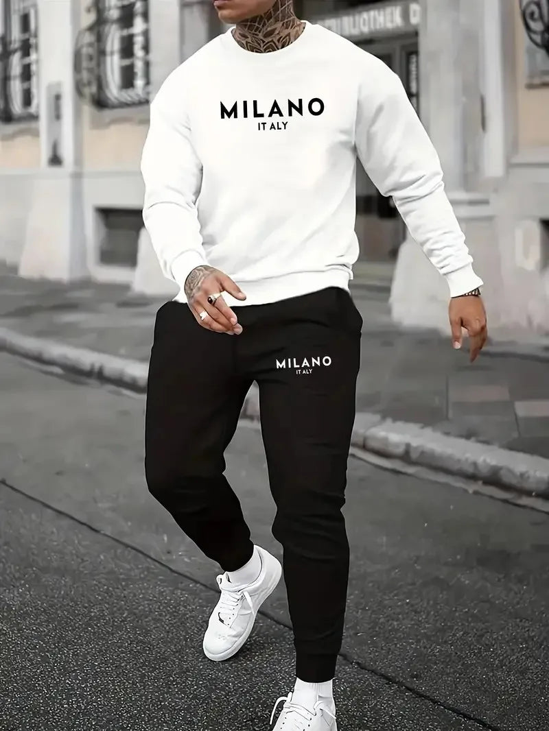 Men's Letter Print Hoodie & Pants Set