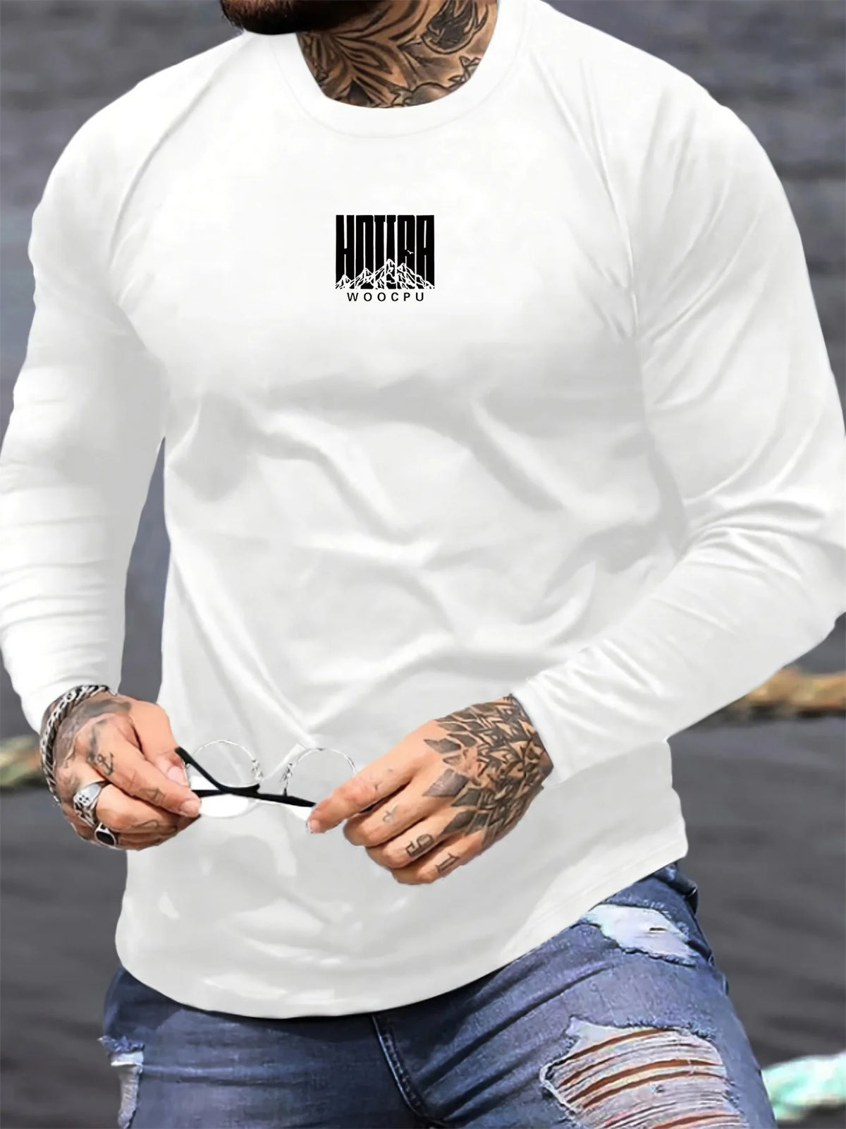 Men's Letter Print Long-Sleeve Casual T-Shirt