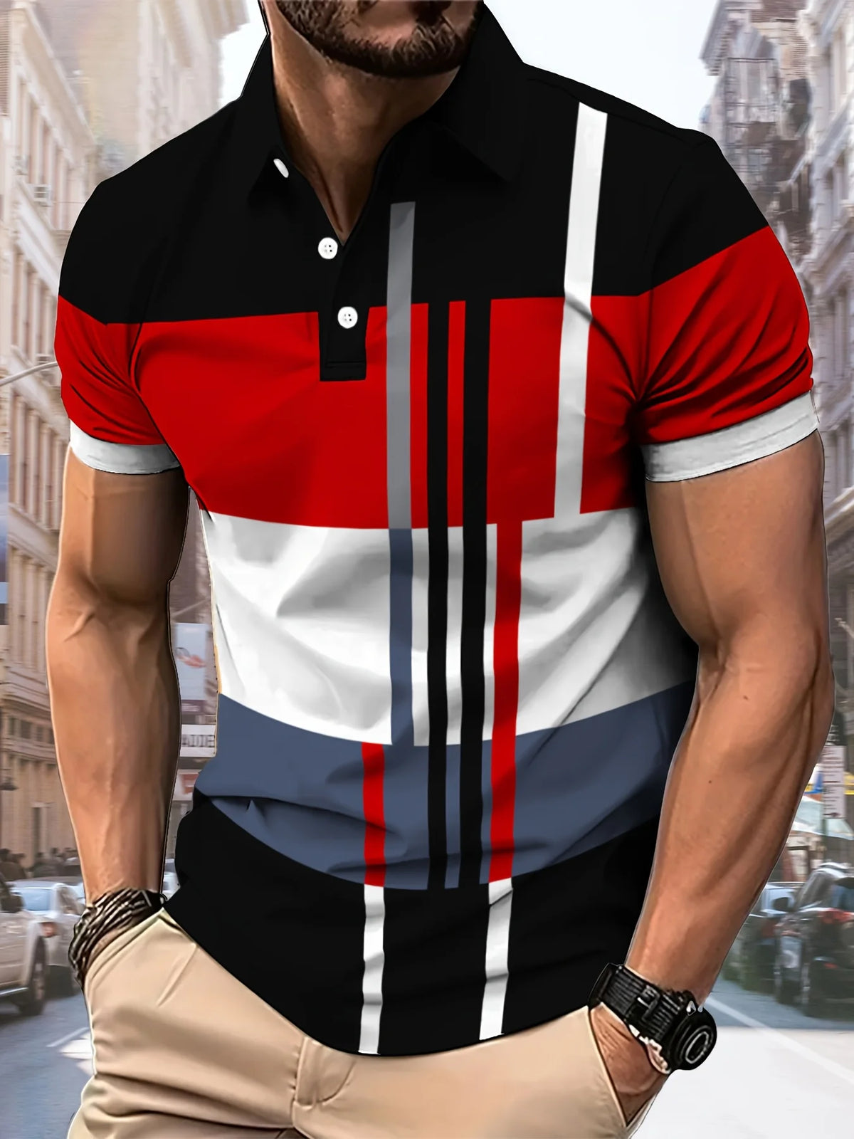 Men's Striped Polo Shirt