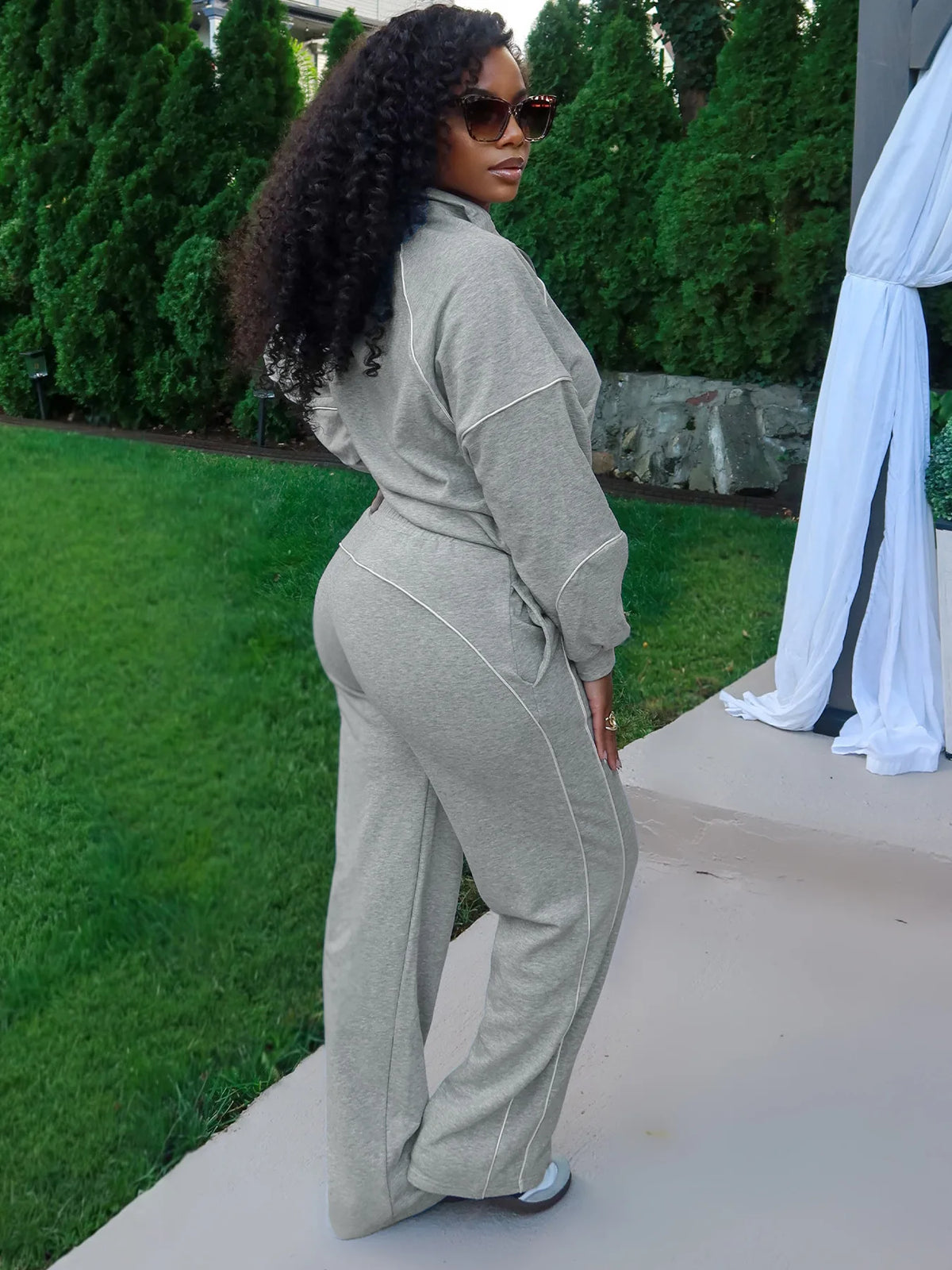 Women's Sweatshirt & Wide-Leg Pants Set