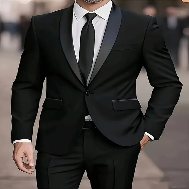 Men's Single-Button Slim Fit Two-Piece Suit