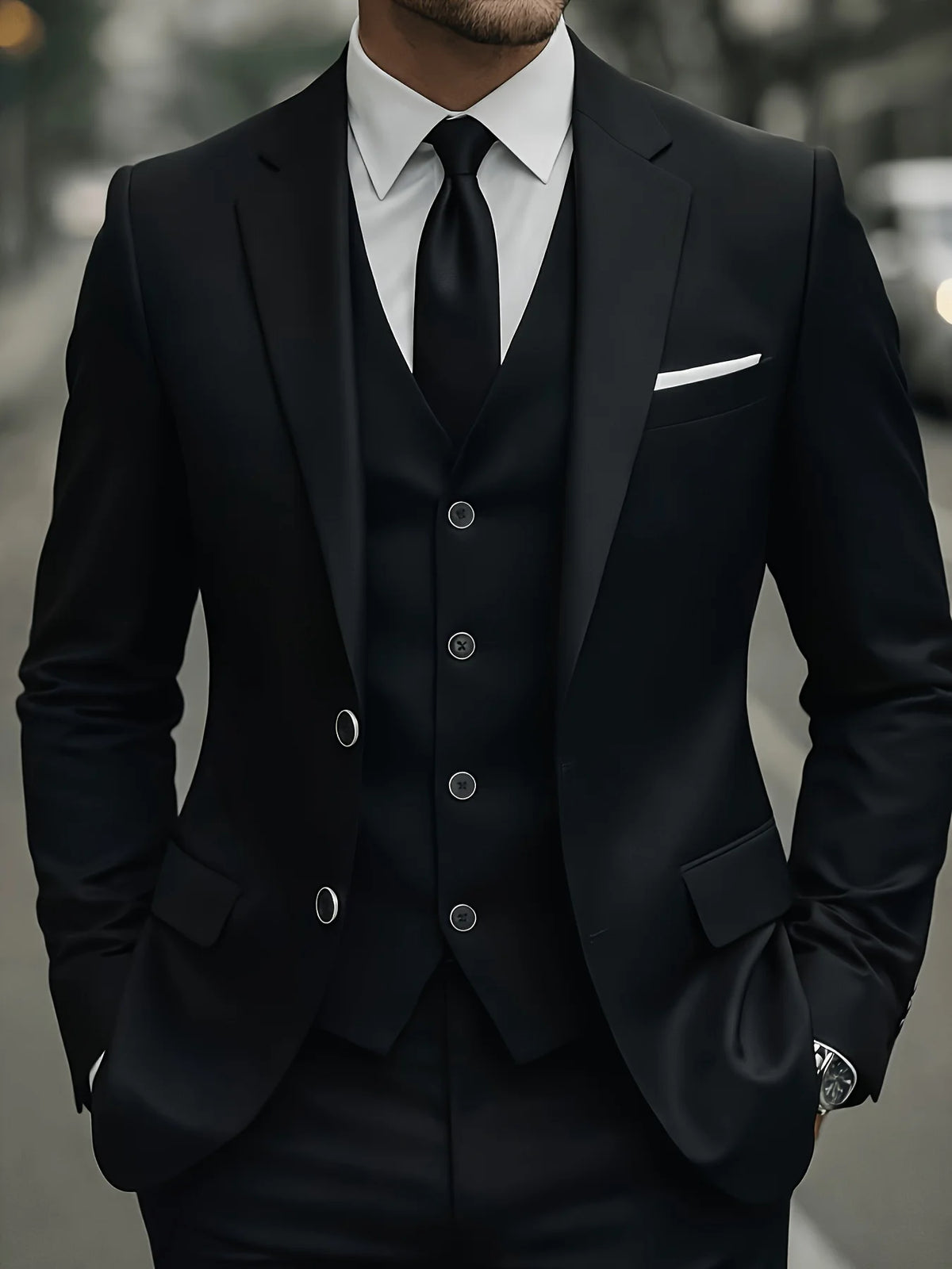Men's Single-Breasted Three-Piece Suit