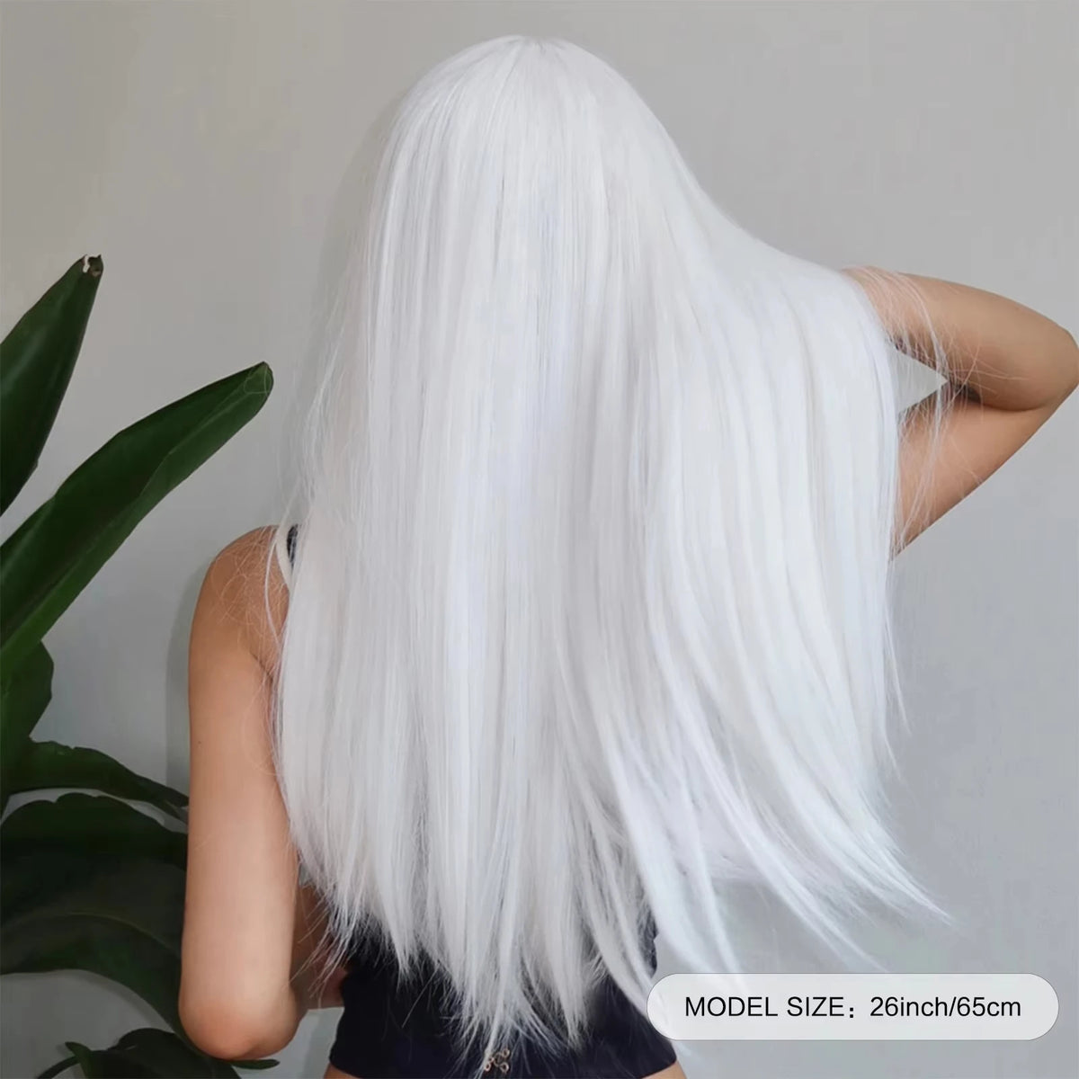 White Long Straight Synthetic Wig Colorful Cosplay Party Fake Hair - OSASCO