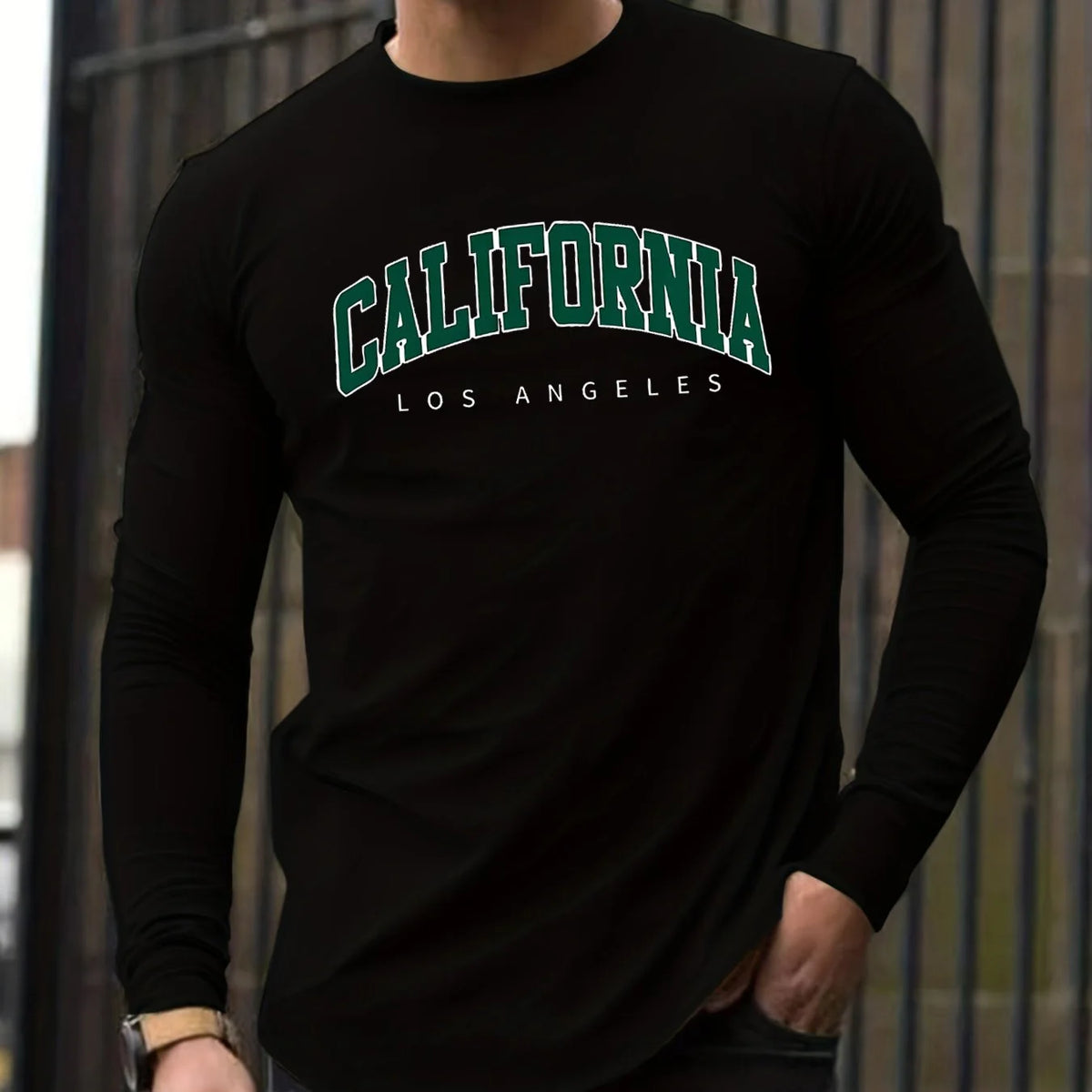 Men's Letter Print Long-Sleeve Casual T-Shirt