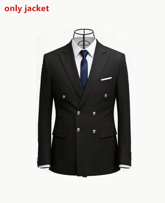 Men's Slim Fit Double-Breasted Two-Piece Suit