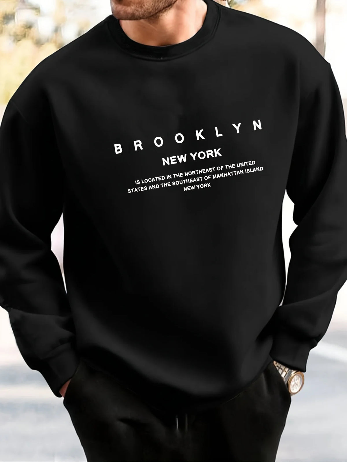 Men's Letter Print Crew-Neck Sweatshirt