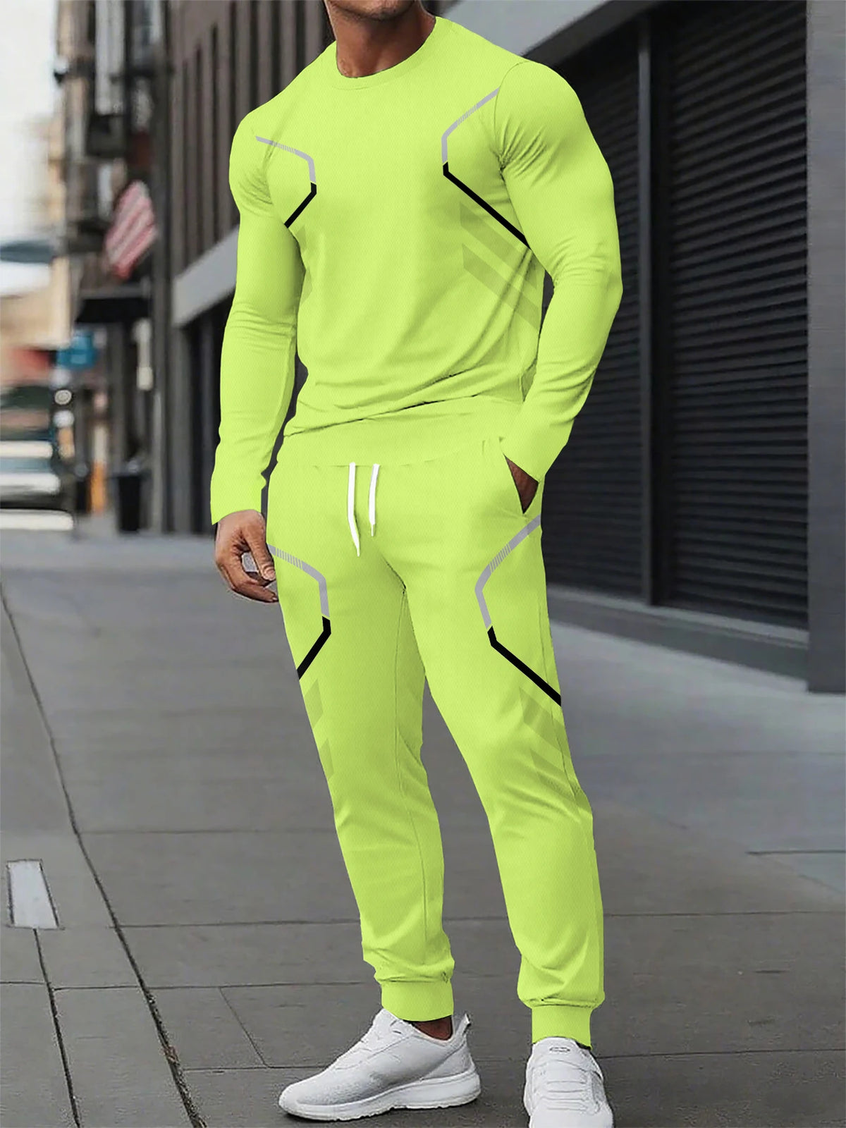 Men's Graphic Print Sweatshirt & Pants Set