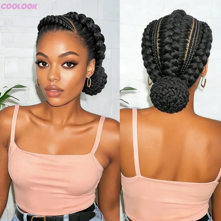 Bantu Braided Wig Synthetic Full Lace Cornrow Box Braided Wig - OSASCO
