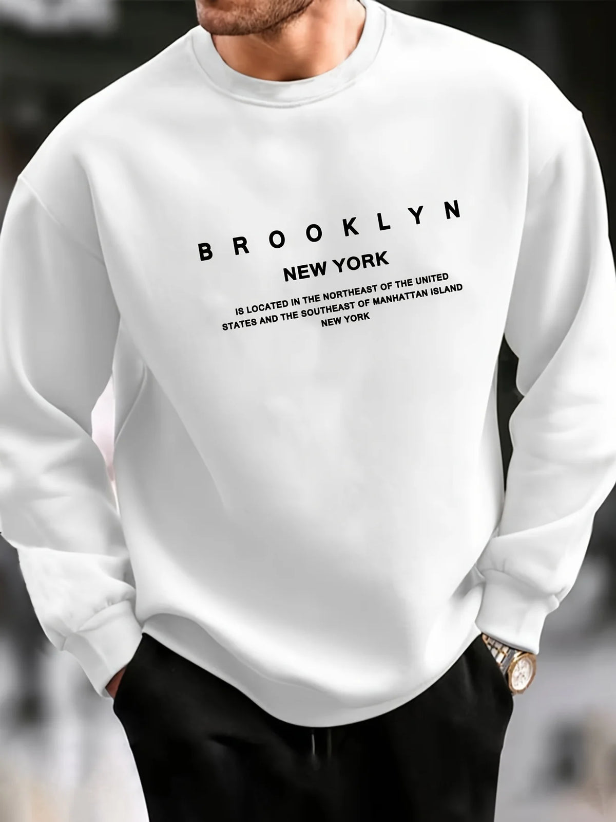 Men's Letter Print Crew-Neck Sweatshirt