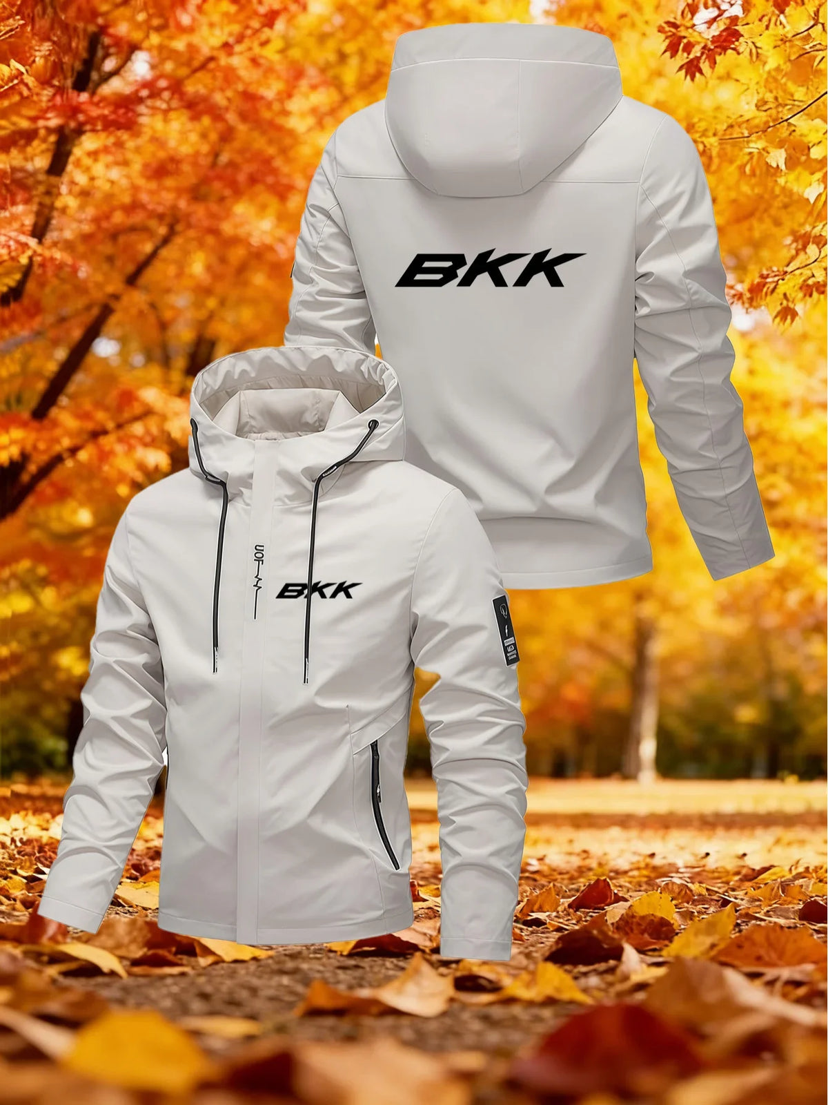 Men's Letter Print Hooded Zip-Up Jacket