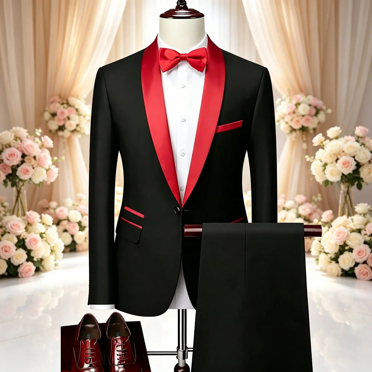Men's Solid-Colour Two-Piece Wedding Suit