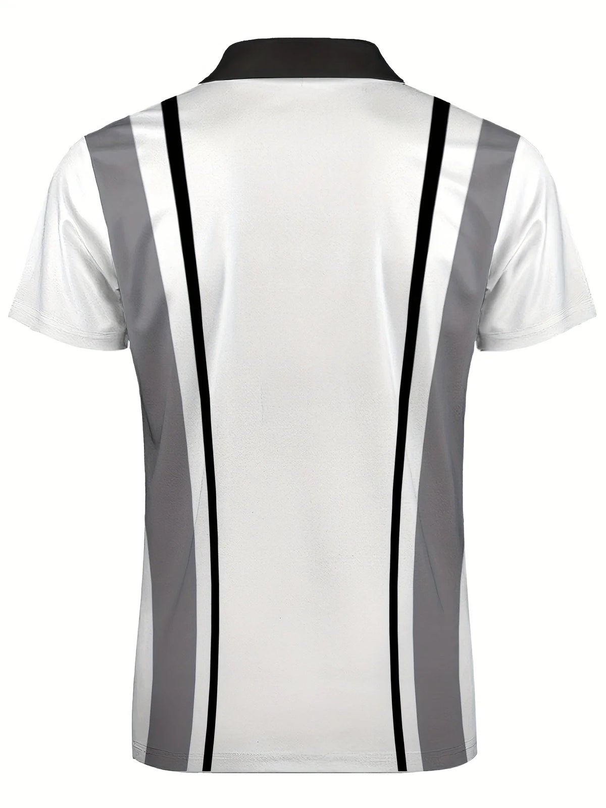 Men's Striped Zip-Neck Polo Shirt