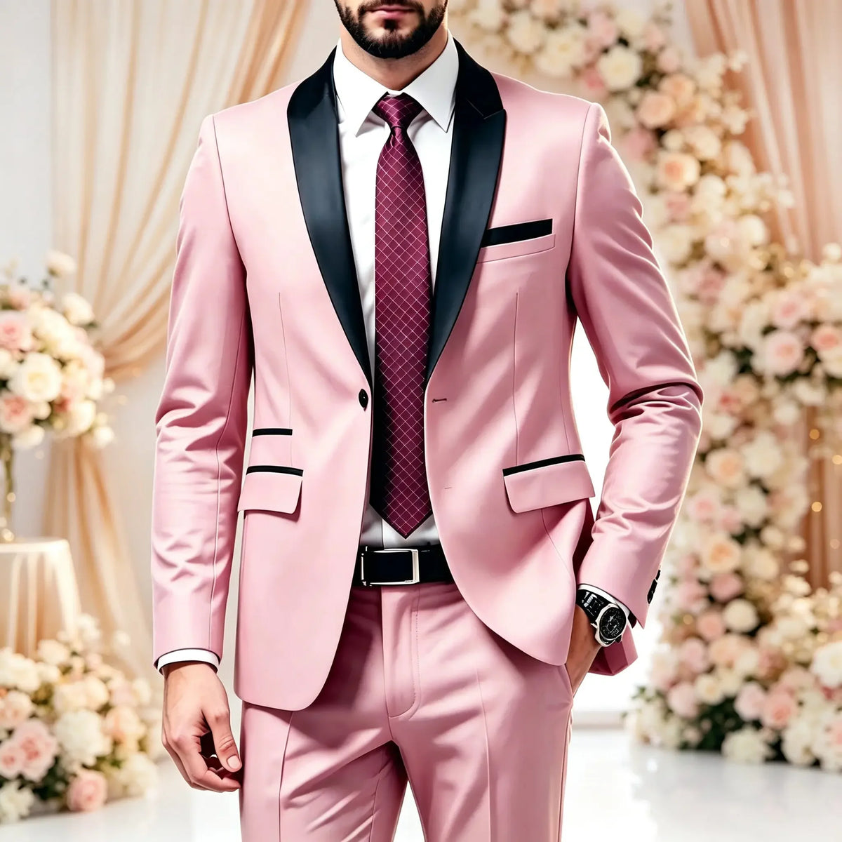 Men's Solid-Colour Two-Piece Wedding Suit