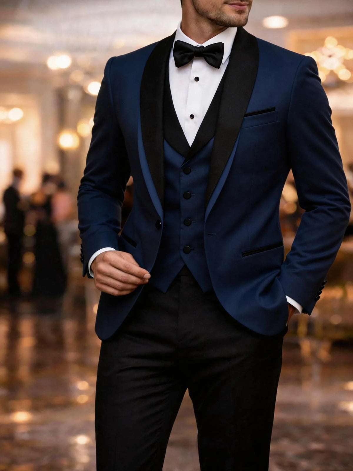 Men's Colour-Block Three-Piece Suit