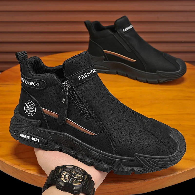 Men's Side-Zip Padded Ankle Sneakers