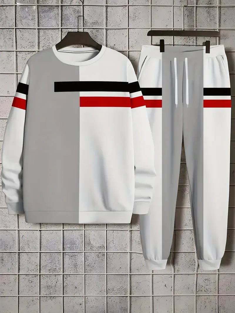 Men's Striped Sweatshirt & Pants Set